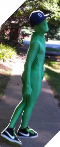 SGA President Pasha Mostaghim models a morphsuit. Photo courtesy of Pasha Mostaghim