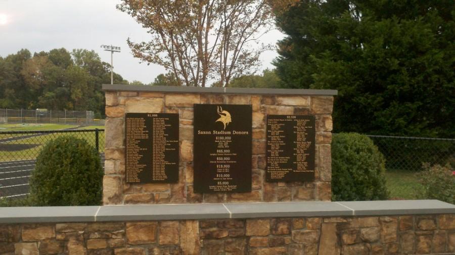 Turf field donor wall installed