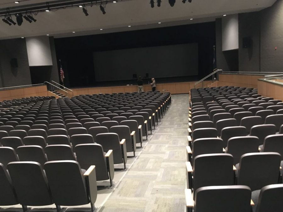 The renovated auditorium where Harvey will be performed.