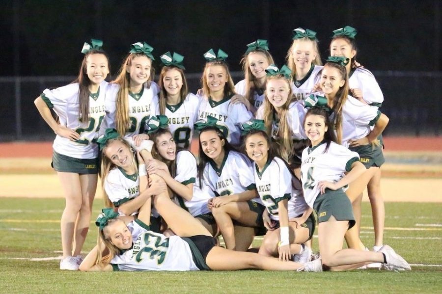 Varsity cheerleaders after the homecoming game (Top row left to right) Eileen Wen, Katarina Jenkins, Sam Dunkel, Athena Peros, Meghan Cavanaugh, Molly Maher, Julia Bullock (Middle two left to right) Tessa Nyquist, Nicole Medina (Bottom row left to right) Tatum Lohmar, Erica Barton, Keeyana Nejat, Kaitlyn Huynh, Jenny London (Ground) Catherine Hutchinson