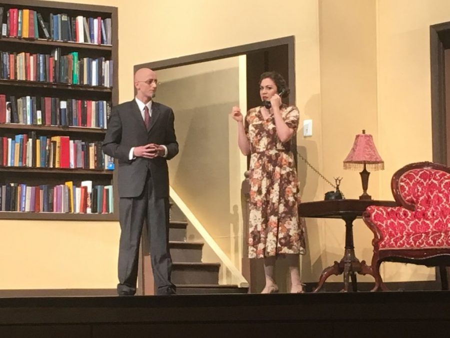 Jamie Goodson and her fellow castmate, Thomas Miner, performing in Harvey on December 2nd.   She played Veta Louise Simmons, the sister of Elwood P. Dowd.