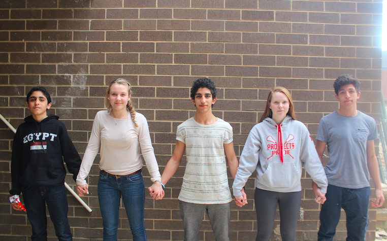 Students hold hands in solidarity in an effort to show that Langley is an inclusive community that is accepting of all people.