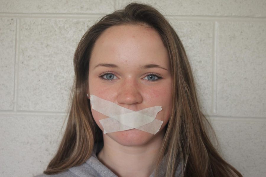 Langley student with tape covering her mouth exemplifies the silence imposed on censoring student journalists. Passing the New Voices Bill would secure the necessary freedoms that allow journalism to thrive as a source of truth and integrity across the country. 