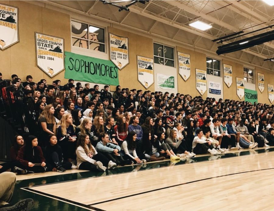 A crowd gathered for the Thursday afternoon pep rally