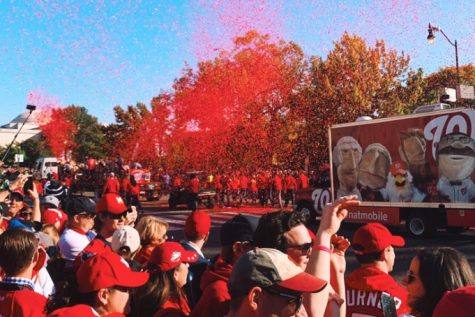 The Washington Nationals were welcomed back into D.C. with a rousing chorus of cheers and festivities many Langley students attended to honor their victory (Photo by Emma Frank).