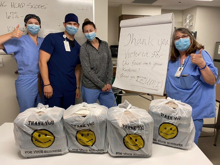 Healthcare recipients of Victoria Li's activism efforts thank her for providing them supplies during the pandemic (Photo by Li).