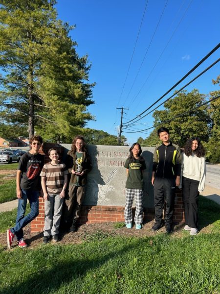 The Langley Quiz Bowl Team poses together. The players enjoyed the company of their fellow teammates during their competitions.